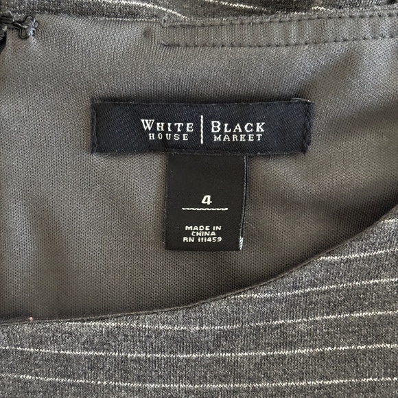 White House Black Market Knit Dress - Gray w/ Silver Stripes Size 4 - Picture 7 of 8